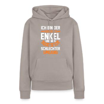 Enkel - Frauen Premium Bio Hoodie - Taupe - Vorne - Julia (174cm)