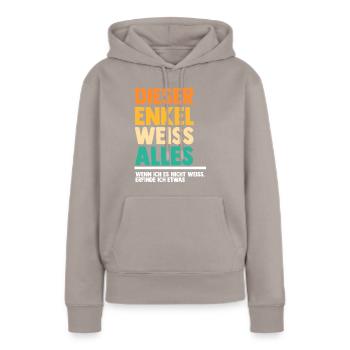 Enkel - Frauen Premium Bio Hoodie - Taupe - Vorne - Julia (174cm)