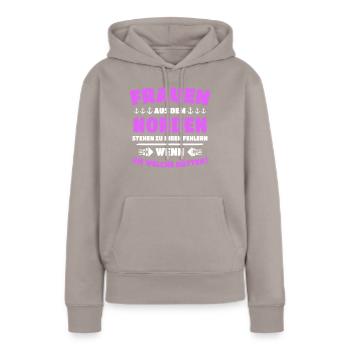 Norden Sprüche Nordener - Frauen Premium Bio Hoodie - Taupe - Vorne - Julia (174cm)