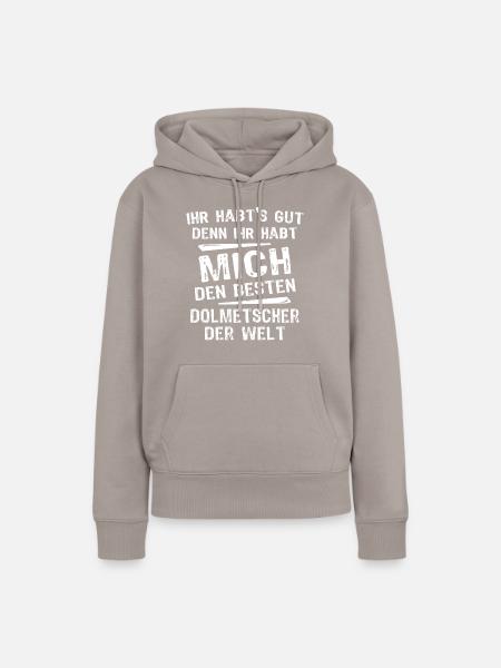 Dolmetscher - Frauen Premium Bio Hoodie - Taupe