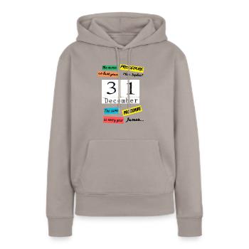 Dinner fo one - Frauen Premium Bio Hoodie - Taupe - Vorne - Julia (174cm)