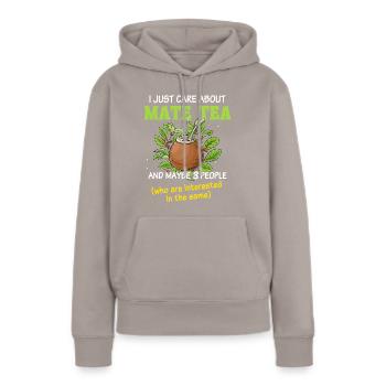Yerba maté - Sweat à capuche Premium bio Femme - taupe - Devant - Julia (174cm)