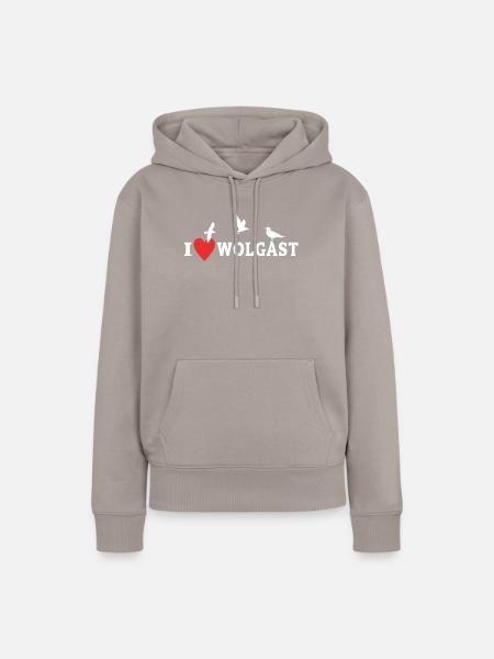 Ich Liebe Wolgast - Frauen Premium Bio Hoodie - Taupe