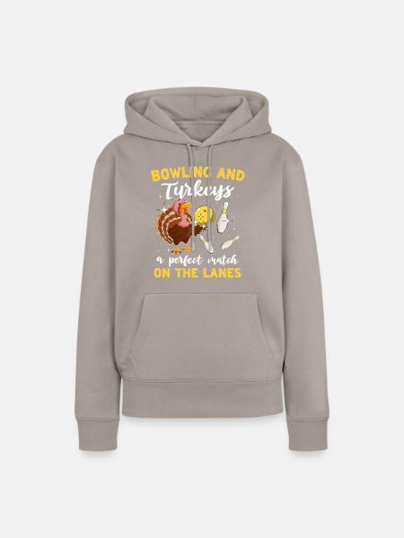 Bowling Turkey Bowler Thanksgiving - Frauen Premium Bio Hoodie - Taupe
