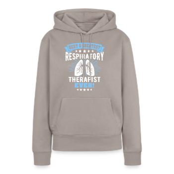 Atemtherapeut Lunge - Frauen Premium Bio Hoodie - Taupe - Vorne - Julia (174cm)