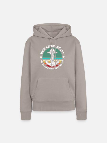 Ueckermünde Urlaub - Frauen Premium Bio Hoodie - Taupe