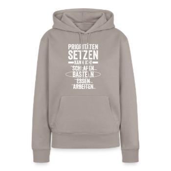 Bastler Basteln - Frauen Premium Bio Hoodie - Taupe - Vorne - Julia (174cm)