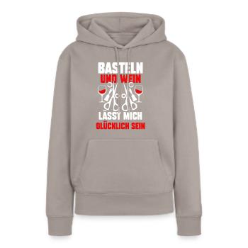 Wein Bastler Basteln - Frauen Premium Bio Hoodie - Taupe - Vorne - Julia (174cm)