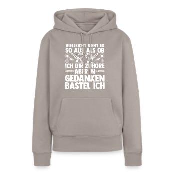 Bastler Basteln - Frauen Premium Bio Hoodie - Taupe - Vorne - Julia (174cm)