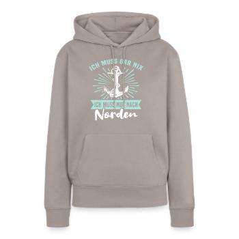 Norden - Frauen Premium Bio Hoodie - Taupe - Vorne - Julia (174cm)