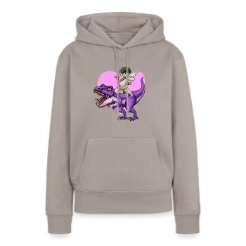 Cupid Armor T Rex Heart Valentinstag Cupid Rex - Frauen Premium Bio Hoodie - Taupe - Vorne - Julia (174cm)