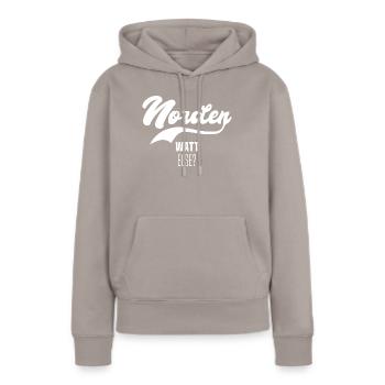 Norden - Frauen Premium Bio Hoodie - Taupe - Vorne - Julia (174cm)