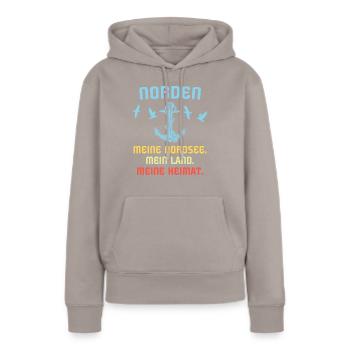Norden - Frauen Premium Bio Hoodie - Taupe - Vorne - Julia (174cm)