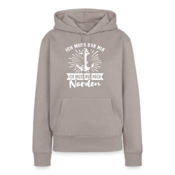 Norden Nordener Norddeutsche - Frauen Premium Bio Hoodie - Taupe - Vorne - Julia (174cm)