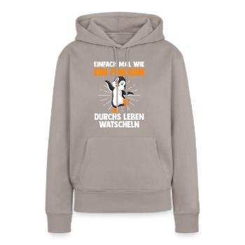 Süße Pinguin - Frauen Premium Bio Hoodie - Taupe - Vorne - Julia (174cm)