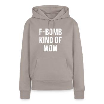F Bomb Genre De Maman - Sweat à capuche Premium bio Femme - taupe - Devant - Julia (174cm)