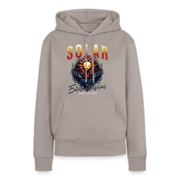 Éclipse solaire 2024 - Sweat à capuche Premium bio Femme - taupe - Devant - Julia (174cm)
