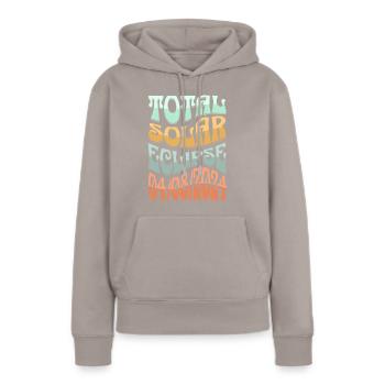 Éclipse solaire - Sweat à capuche Premium bio Femme - taupe - Devant - Julia (174cm)