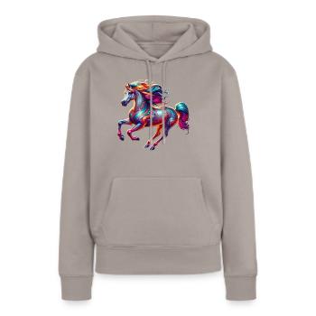 Cheval pur-sang - Sweat à capuche Premium bio Femme - taupe - Devant - Julia (174cm)