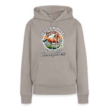 Fille pur-sang - Sweat à capuche Premium bio Femme - taupe - Devant - Julia (174cm)