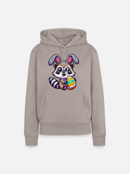 Oster-Waschbär in Ei-Verkleidung Cartoon - Frauen Premium Bio Hoodie - Taupe