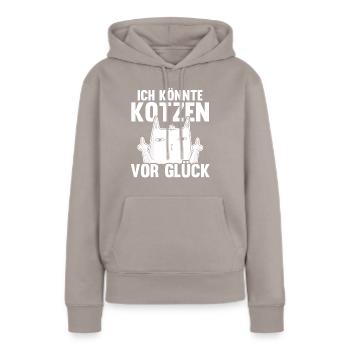 Ich Bin So Gut Drauf Ich Könnte Kotzen - Frauen Premium Bio Hoodie - Taupe - Vorne - Julia (174cm)