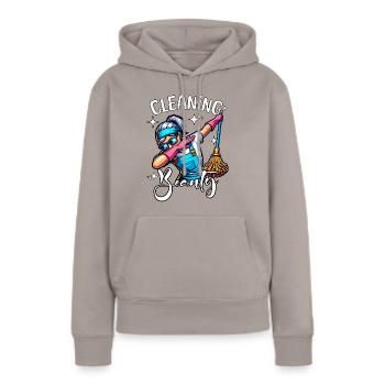 Putzfrau - Frauen Premium Bio Hoodie - Taupe - Vorne - Julia (174cm)