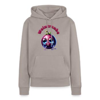 Weintraube ist traurig und weint - süßes Motiv - Frauen Premium Bio Hoodie - Taupe - Vorne - Julia (174cm)