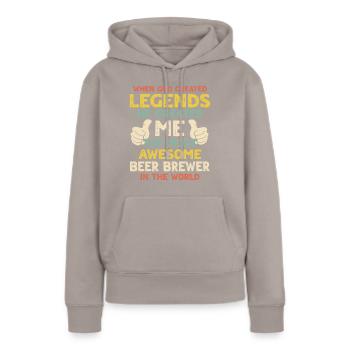 Brasseur - Sweat à capuche Premium bio Femme - taupe - Devant - Julia (174cm)