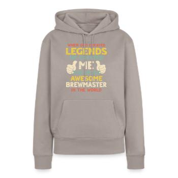 Maître brasseur - Sweat à capuche Premium bio Femme - taupe - Devant - Julia (174cm)