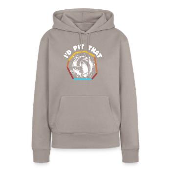 Dictons de Gaga Ball - Sweat à capuche Premium bio Femme - taupe - Devant - Julia (174cm)