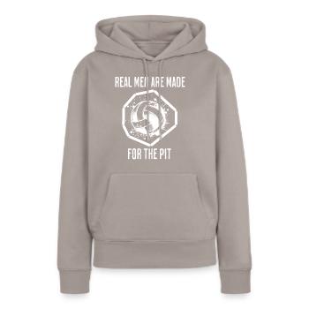 Gaga Ball dit - Sweat à capuche Premium bio Femme - taupe - Devant - Julia (174cm)