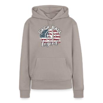 Dictons de Gaga Ball - Sweat à capuche Premium bio Femme - taupe - Devant - Julia (174cm)