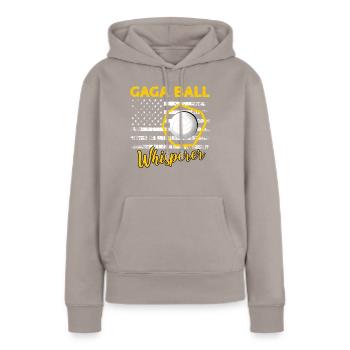 Dictons de Gaga Ball - Sweat à capuche Premium bio Femme - taupe - Devant - Julia (174cm)