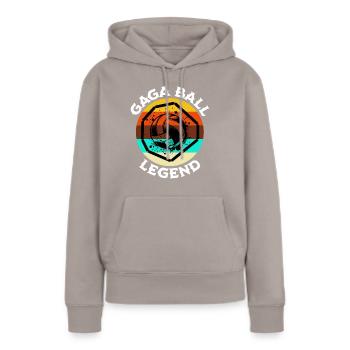 Gaga Ball Légende - Sweat à capuche Premium bio Femme - taupe - Devant - Julia (174cm)