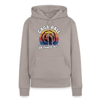 Gaga Ball Chuchoteur - Sweat à capuche Premium bio Femme - taupe - Devant - Julia (174cm)