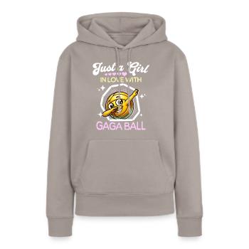 Gaga Ball Girl - Sweat à capuche Premium bio Femme - taupe - Devant - Julia (174cm)