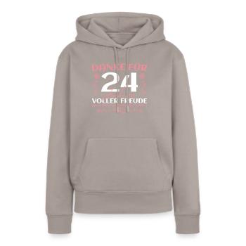 Satinhochzeit Ehefrau 24. Hochzeitstag Geschenk - Frauen Premium Bio Hoodie - Taupe - Vorne - Julia (174cm)