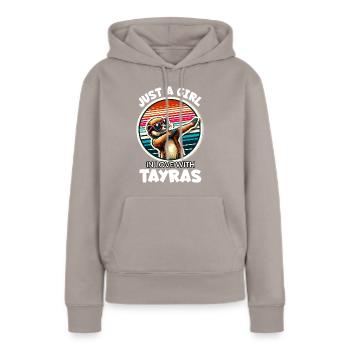 Mädchen Liebt Marder - Frauen Premium Bio Hoodie - Taupe - Vorne - Julia (174cm)