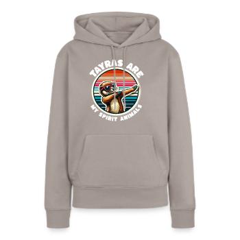 Lustige Marder Sprüche - Frauen Premium Bio Hoodie - Taupe - Vorne - Julia (174cm)