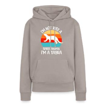 Dictons de martre - Sweat à capuche Premium bio Femme - taupe - Devant - Julia (174cm)