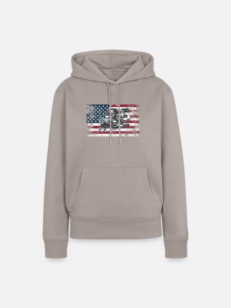Dackel US - Frauen Premium Bio Hoodie - Taupe