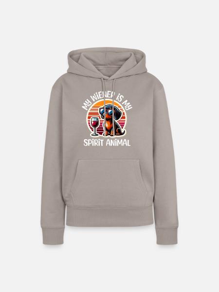 Dackel Wein - Frauen Premium Bio Hoodie - Taupe