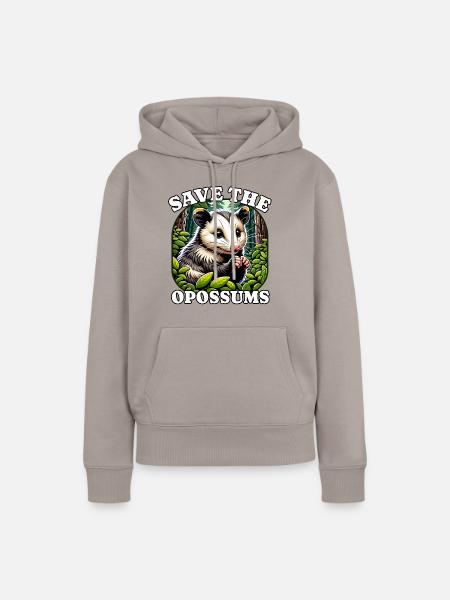 Save Opossum - Frauen Premium Bio Hoodie - Taupe