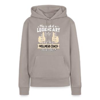 Legendärer Wellness Coach - Frauen Premium Bio Hoodie - Taupe - Vorne - Julia (174cm)