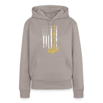 Wellness Coach Legende - Frauen Premium Bio Hoodie - Taupe - Vorne - Julia (174cm)