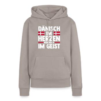 Danois Danemark - Sweat à capuche Premium bio Femme - taupe - Devant - Julia (174cm)