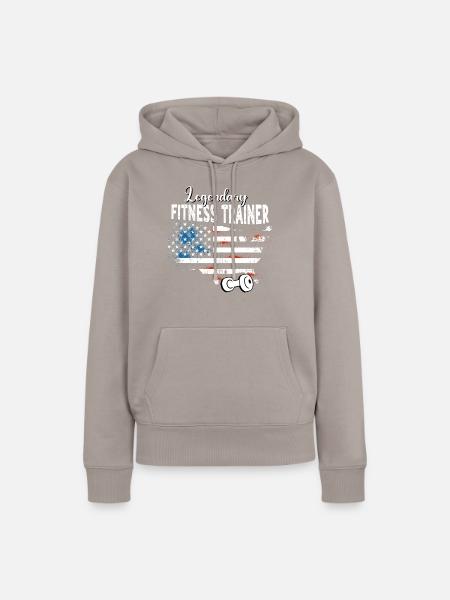 Fitnesstrainer US - Frauen Premium Bio Hoodie - Taupe