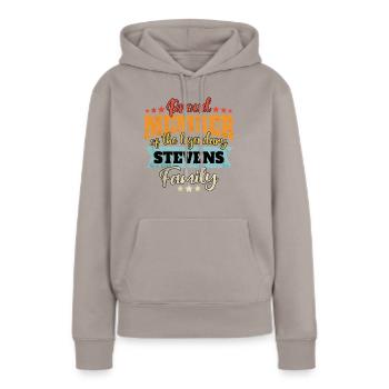 Name Stevens - Frauen Premium Bio Hoodie - Taupe - Vorne - Julia (174cm)