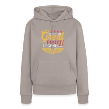Urban Style Great Bboy Legend - Frauen Premium Bio Hoodie - Taupe - Vorne - Julia (174cm)